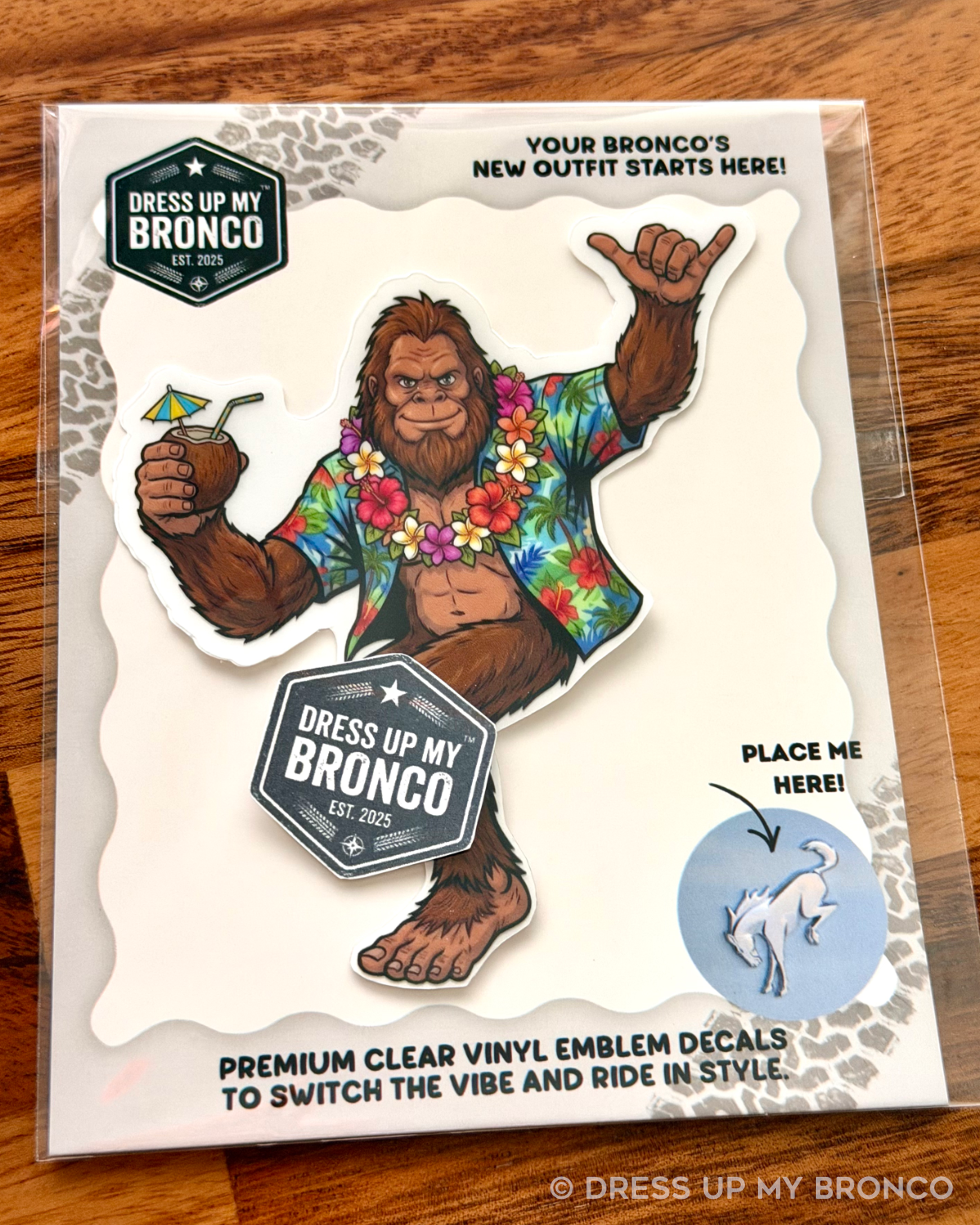 Aloha Mode Sasquatchy — Bronco Rear Emblem Vinyl Decal