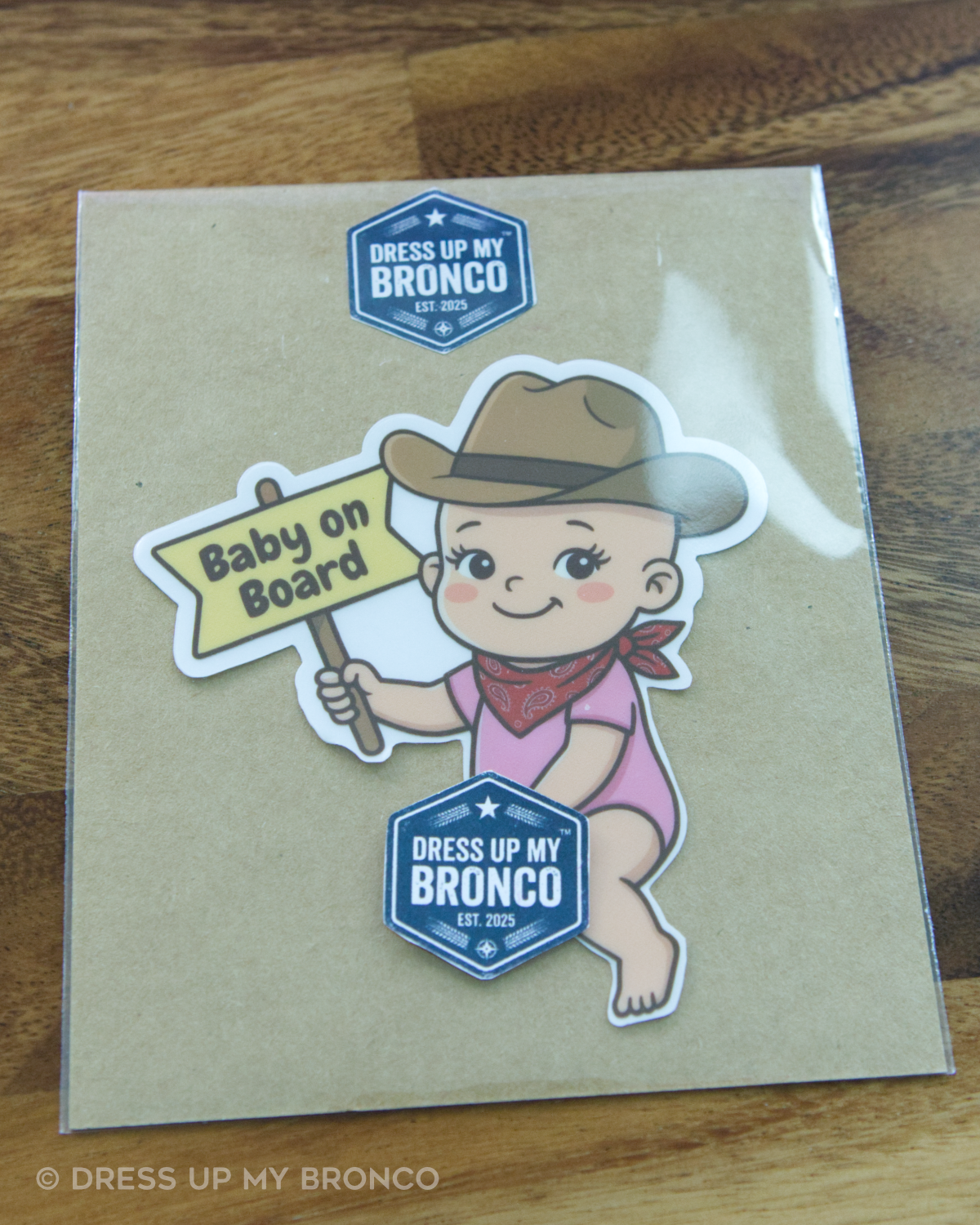 Baby on Board — Bronco Rear Emblem Vinyl Decal (Milestone Edition)