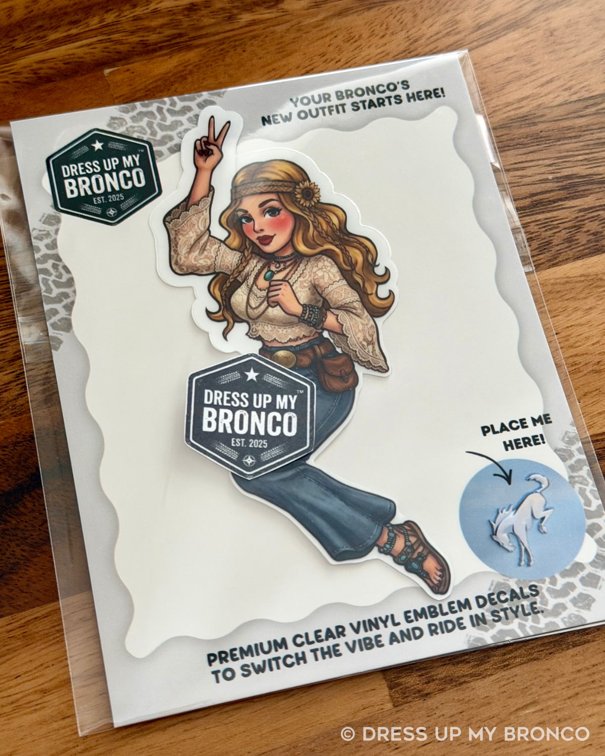 Boho Bronco Babe (Golden Meadow) - Bronco Rear Emblem Vinyl Decal