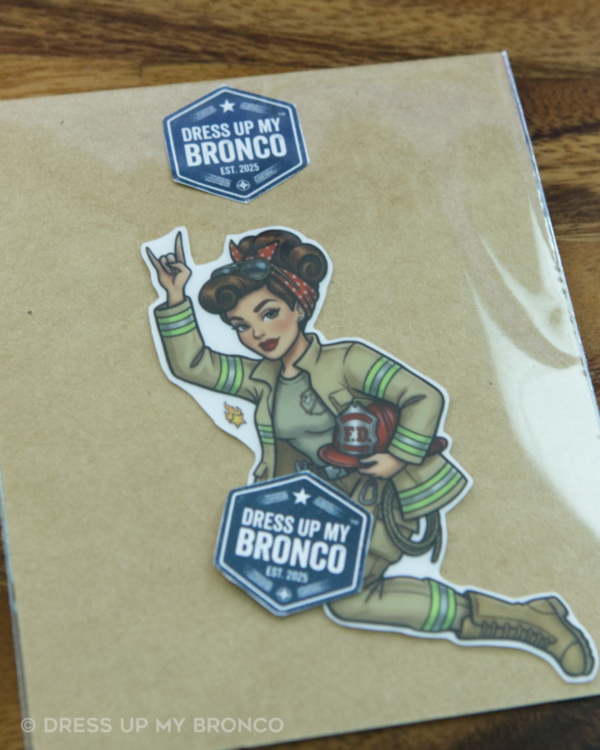 Firehouse Babe (Brunette) — Bronco Emblem Decal (On Duty Edition)