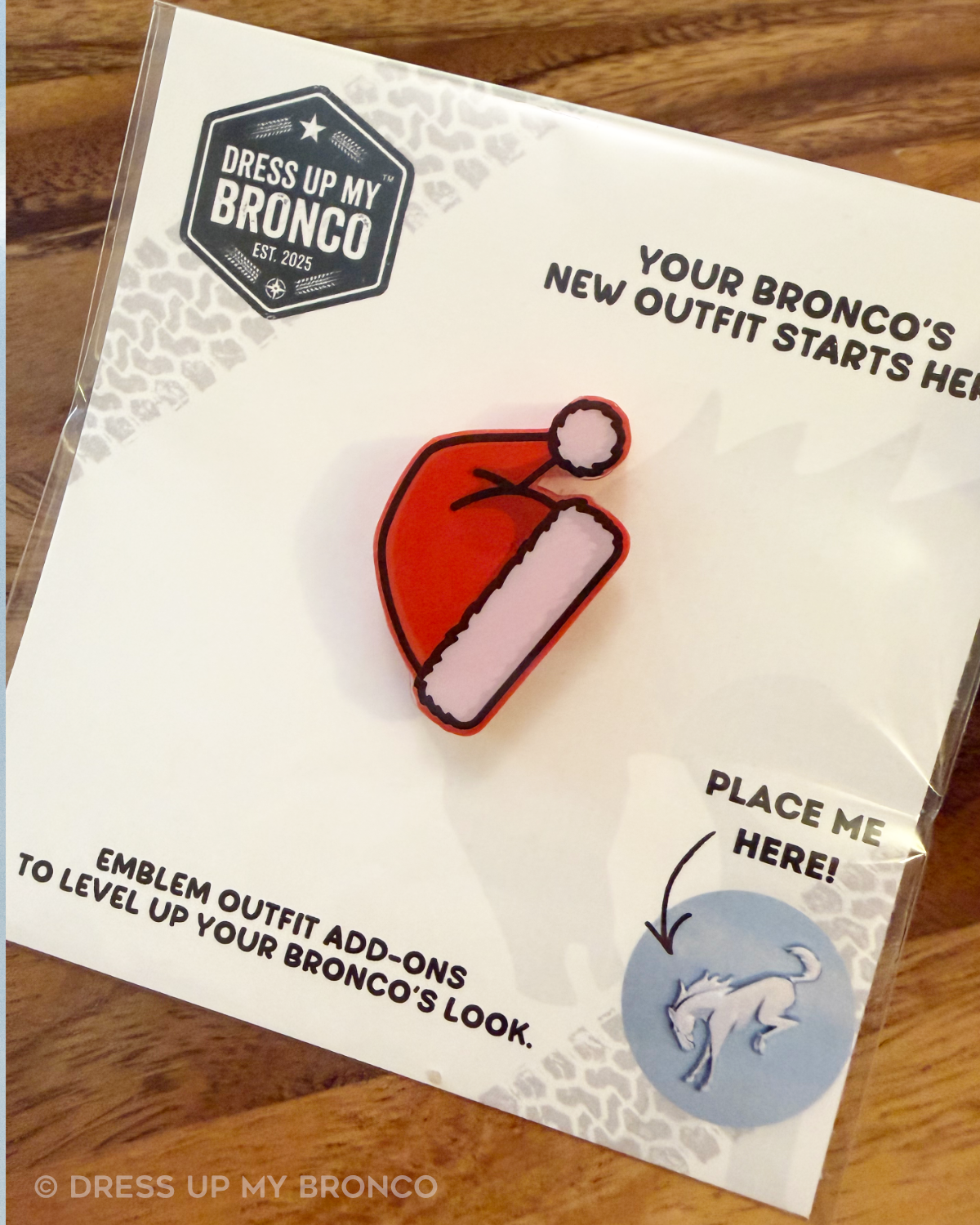 Bucking Claus — Bronco Rear Emblem Santa 3D Hat