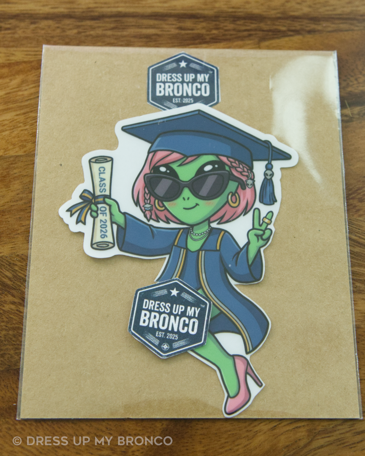 Grad Mode Cosmic Babe — Bronco Rear Emblem Vinyl Decal (Milestone Edition)