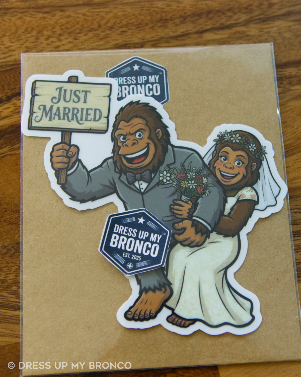 Just Married Sasquatchy — Bronco Emblem Vinyl Decal (Milestone Edition)