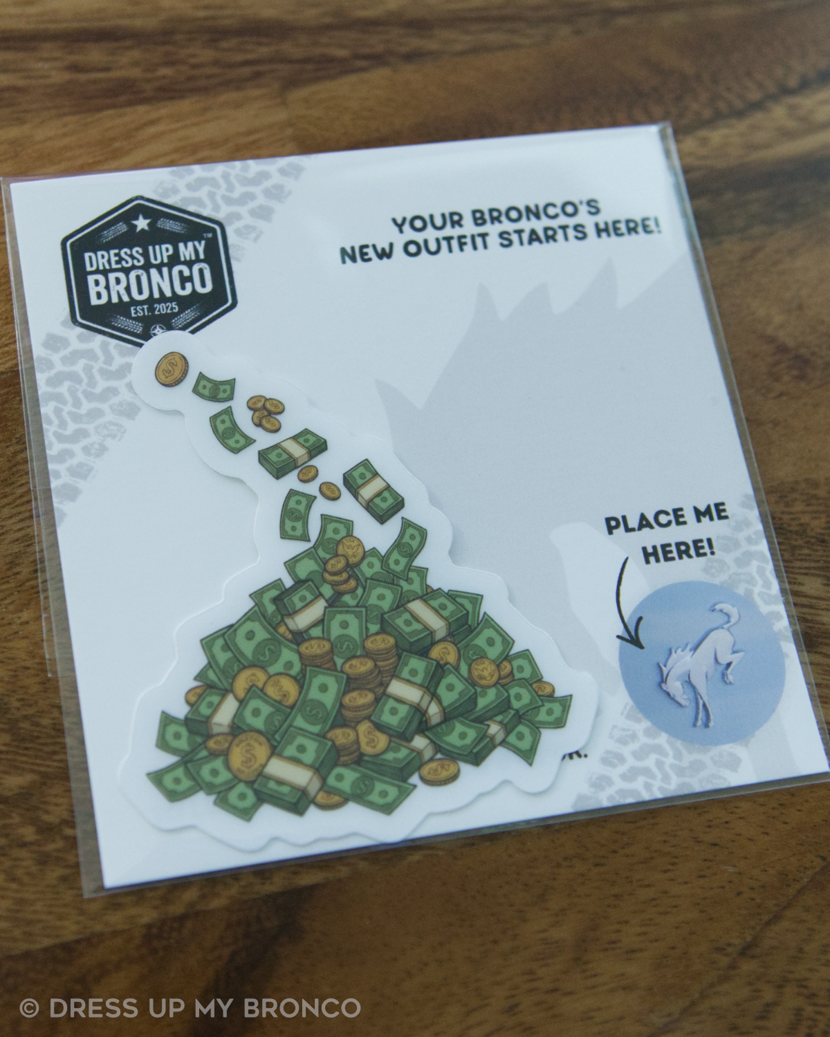 Money Trail — Bronco Rear Emblem Vinyl Decal