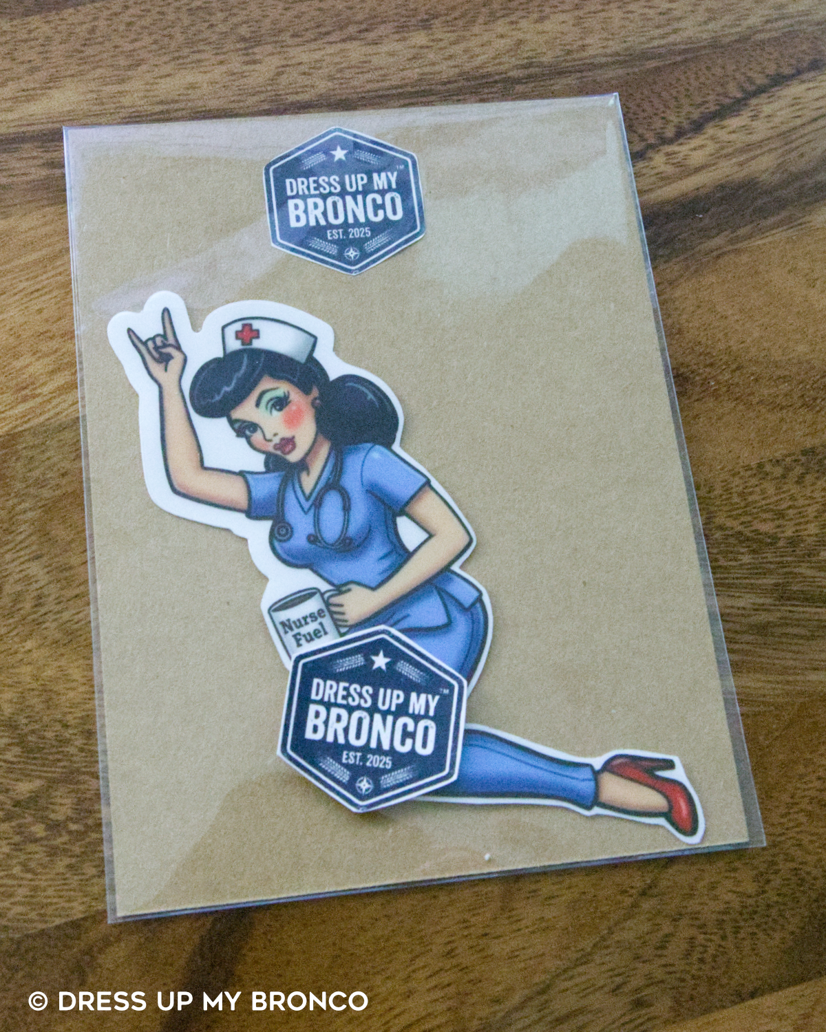 Bronco Nurse Bombshell (On Call) — Bronco Rear Emblem Vinyl Decal (Careers Vibes Edition)
