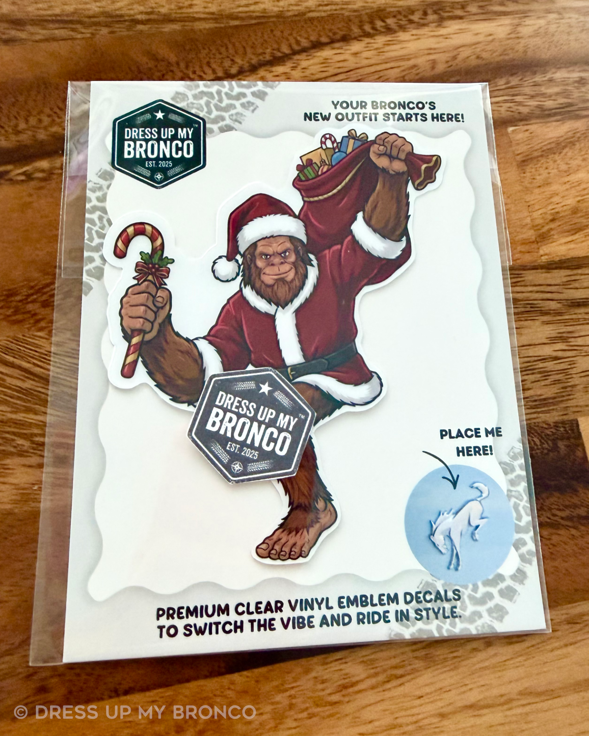 Santa Squatch — Bronco Rear Emblem Vinyl Decal