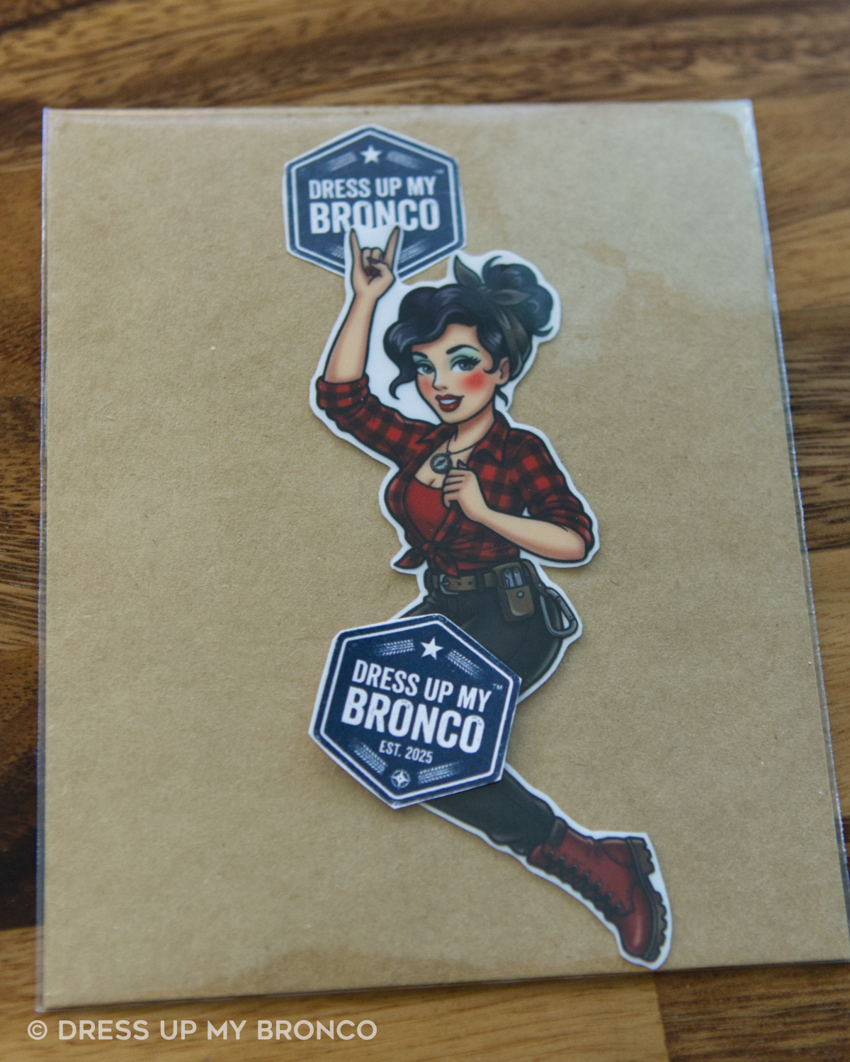 Trail Babe Brunette — Bronco Rear Emblem Vinyl Decal (Off-Road Edition)