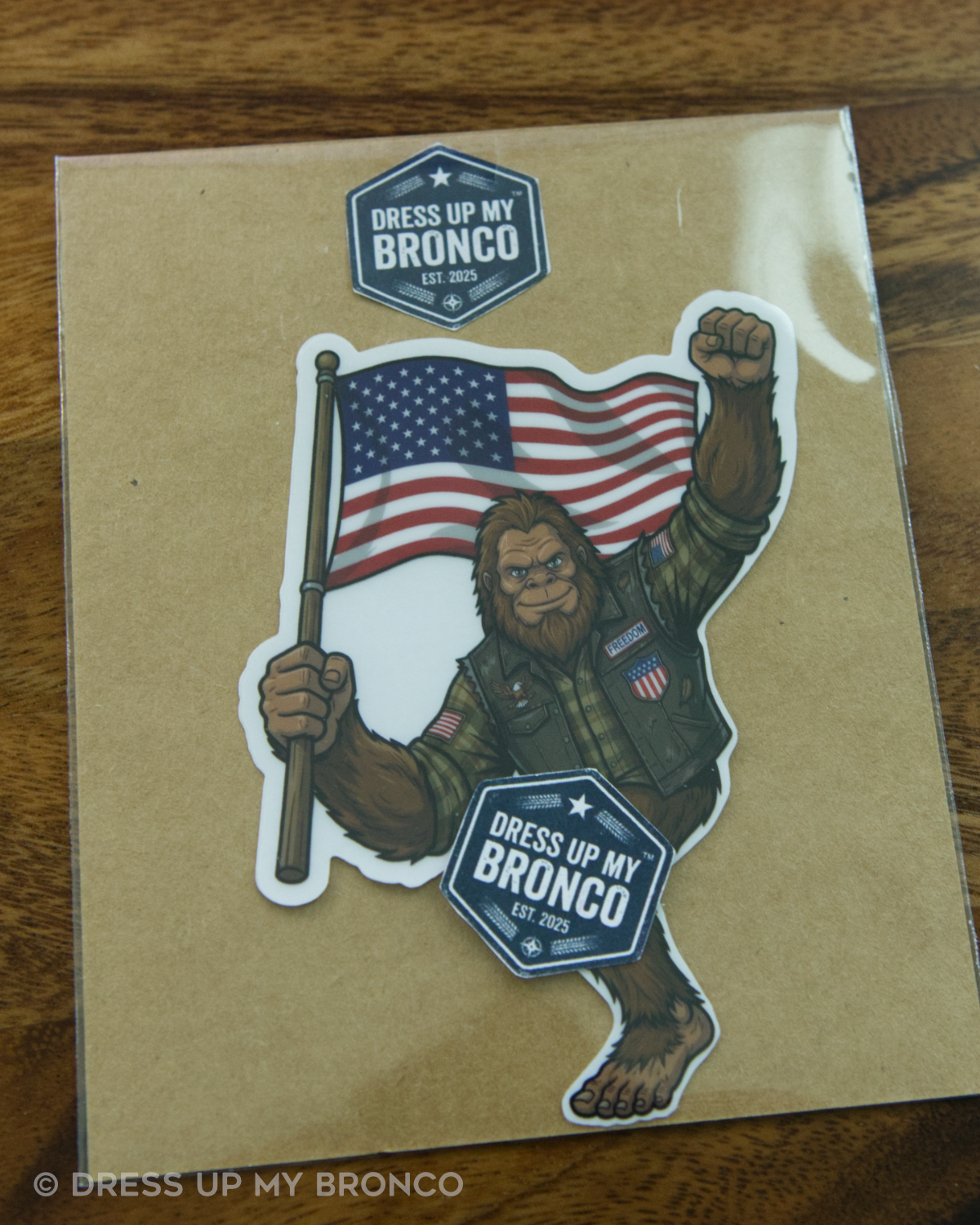 Freedom Ride Sasquatchy — Bronco Rear Emblem Vinyl Decal (4th of July Edition)