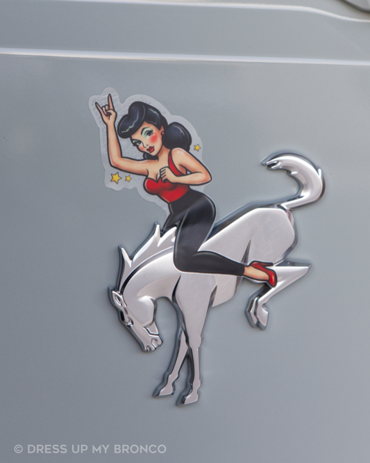Bronco Bombshell — Bronco Emblem Vinyl Decal (Pin-Up Edition)