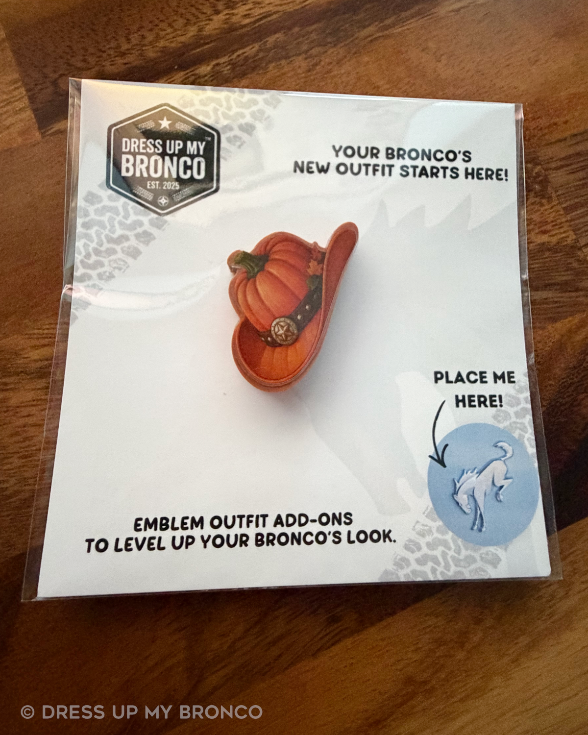 Giddy Up, Pumpkin — Bronco Rear Emblem 3D Cowboy Hat