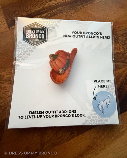 Giddy Up, Pumpkin — Bronco Rear Emblem 3D Cowboy Hat