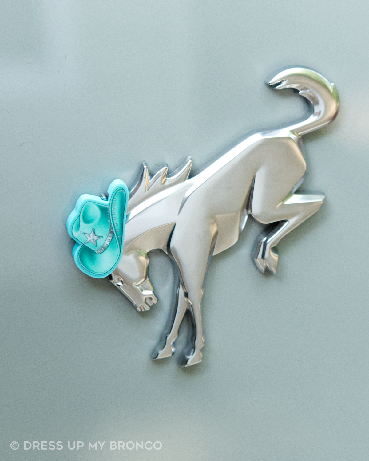 Turquoise Trail — Bronco Rear Emblem 3D Cowboy Hat