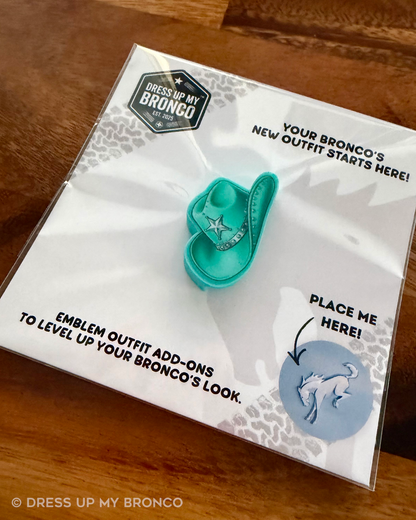 Turquoise Trail — Bronco Rear Emblem 3D Cowboy Hat