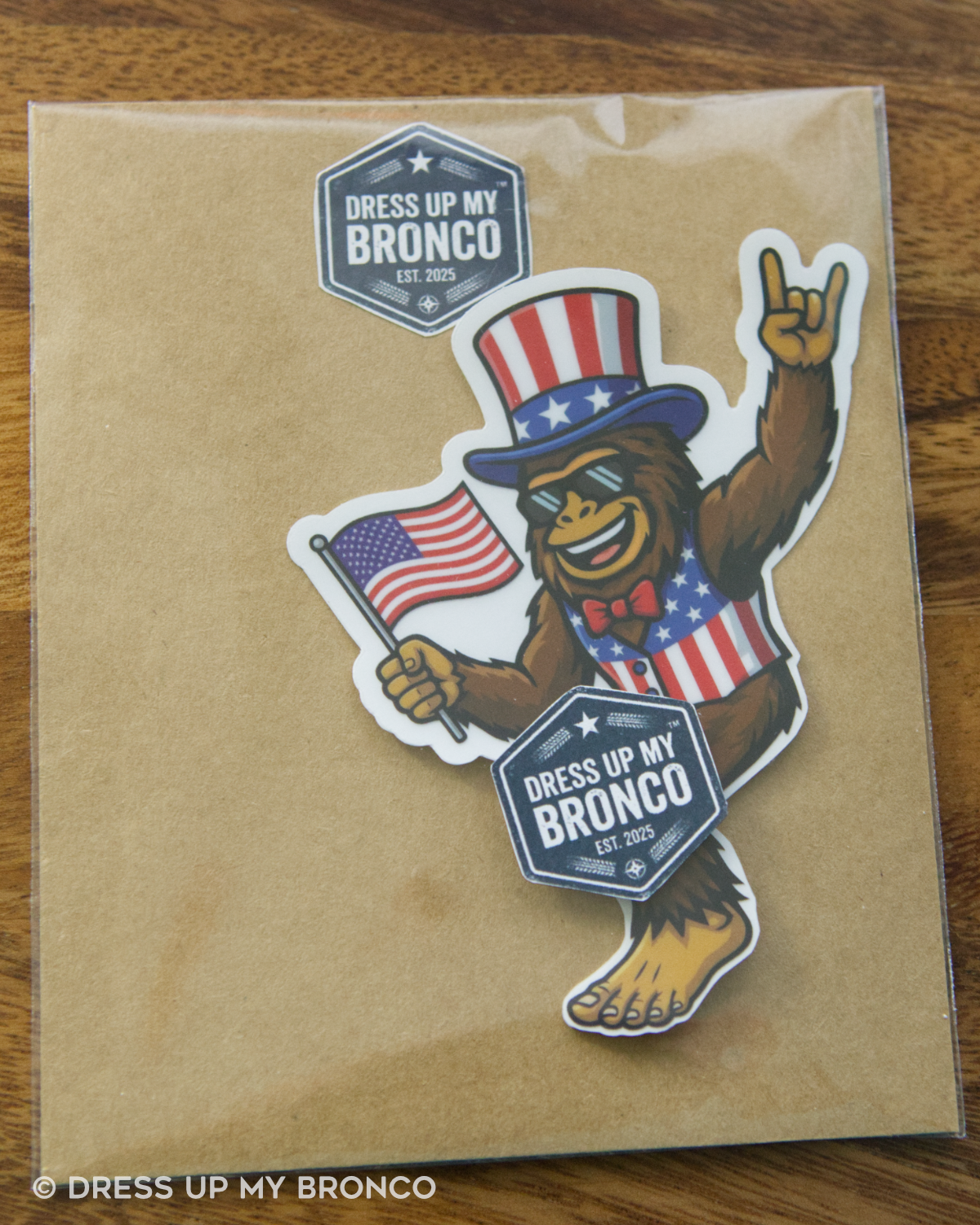 Red, White & Sasq — Bronco Rear Emblem Vinyl Decal (4th July Edition)