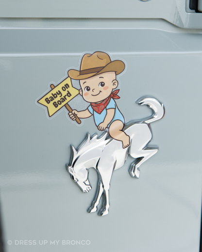 Baby on Board — Bronco Rear Emblem Vinyl Decal (Milestone Edition)