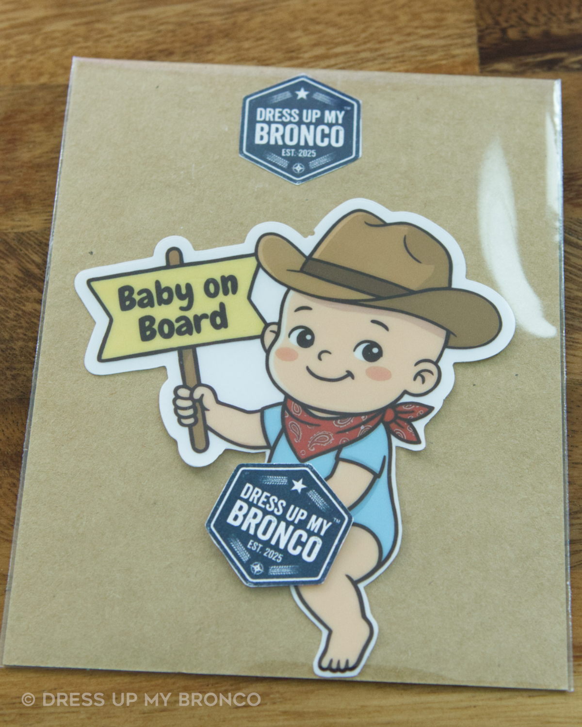 Baby on Board — Bronco Rear Emblem Vinyl Decal (Milestone Edition)
