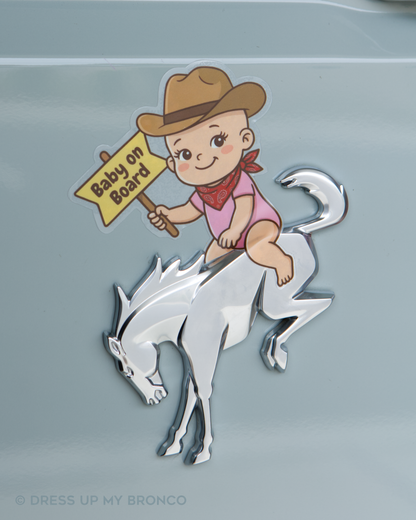 Baby on Board — Bronco Rear Emblem Vinyl Decal (Milestone Edition)