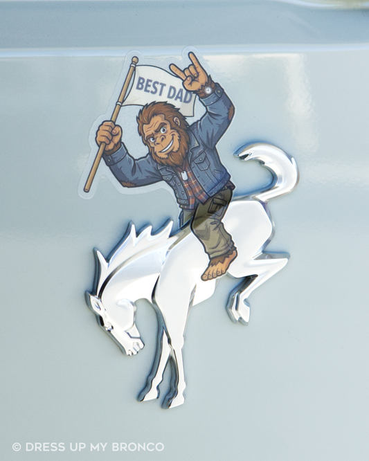 Dad Mode Sasquatchy — Bronco Rear Emblem Vinyl Decal (Milestone Edition)