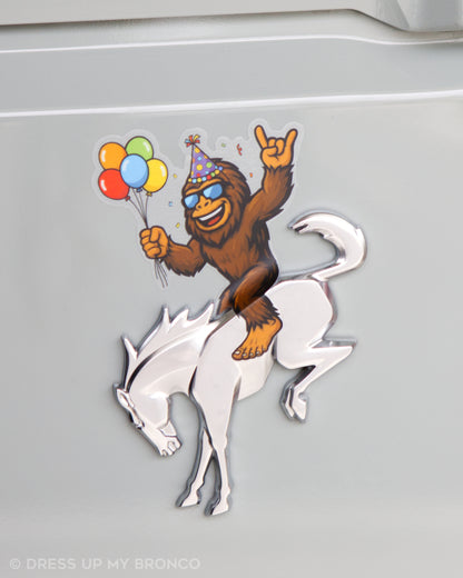Birthday Bash Sasquatchy — Bronco Emblem Vinyl Decal (Birthday Edition)
