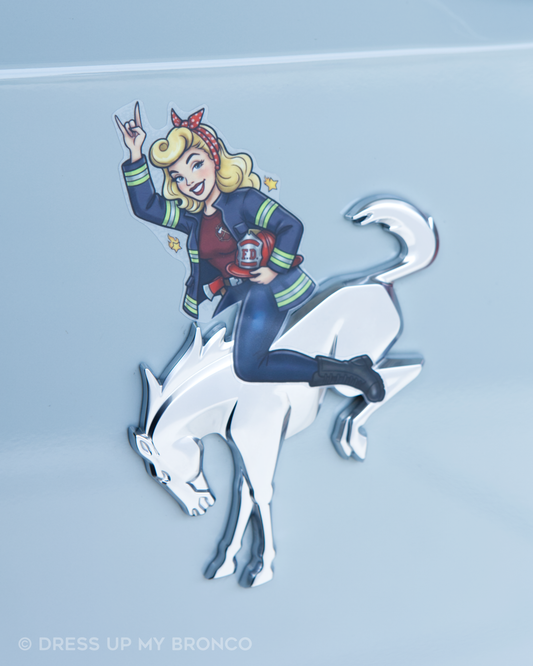 Firehouse Babe (Blonde) — Bronco Emblem Decal (On Duty Edition)