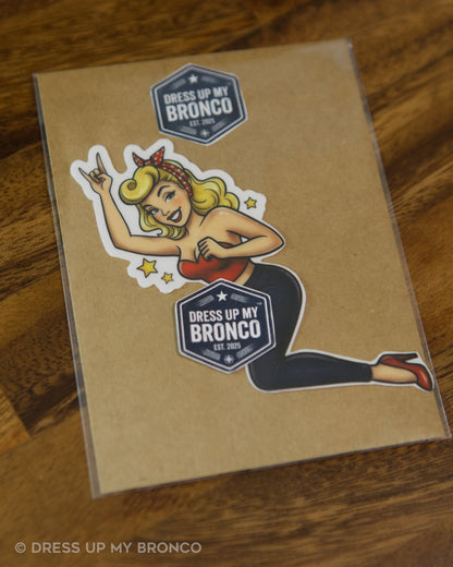 Blondie Bronco Bombshell — Bronco Rear Emblem Vinyl Decal (Pin-Up Edition)