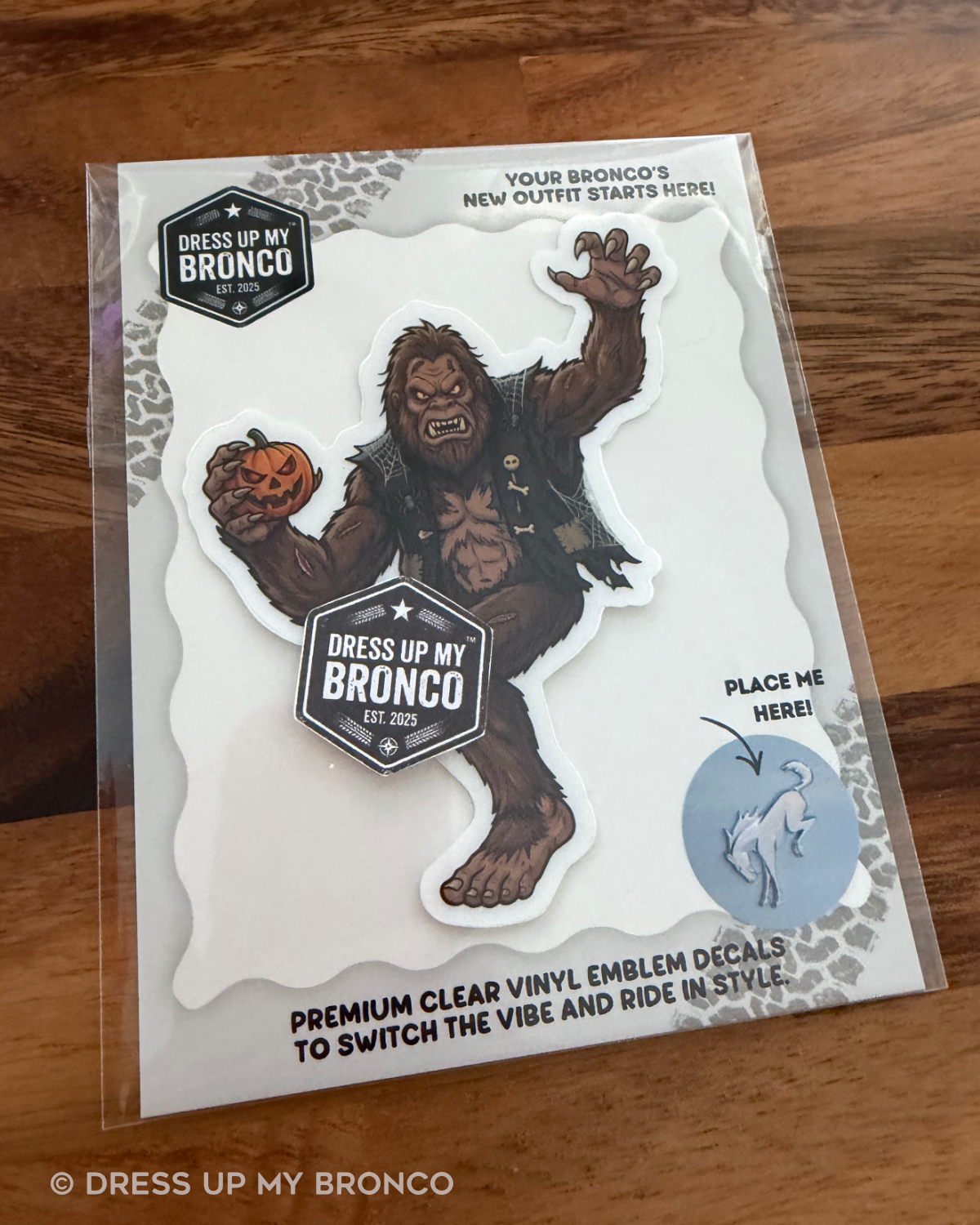 Boo-Squatch — Bronco Rear Emblem Vinyl Decal