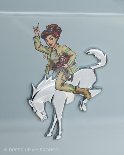Firehouse Babe (Brunette) — Bronco Emblem Decal (On Duty Edition)
