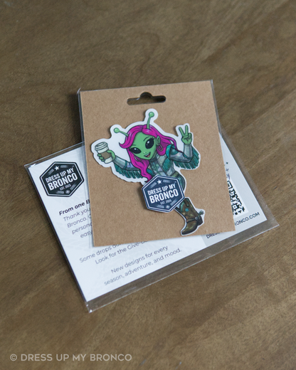 Space Rodeo Babe — Bronco Emblem Vinyl Decal (Out-of-This-World Edition)