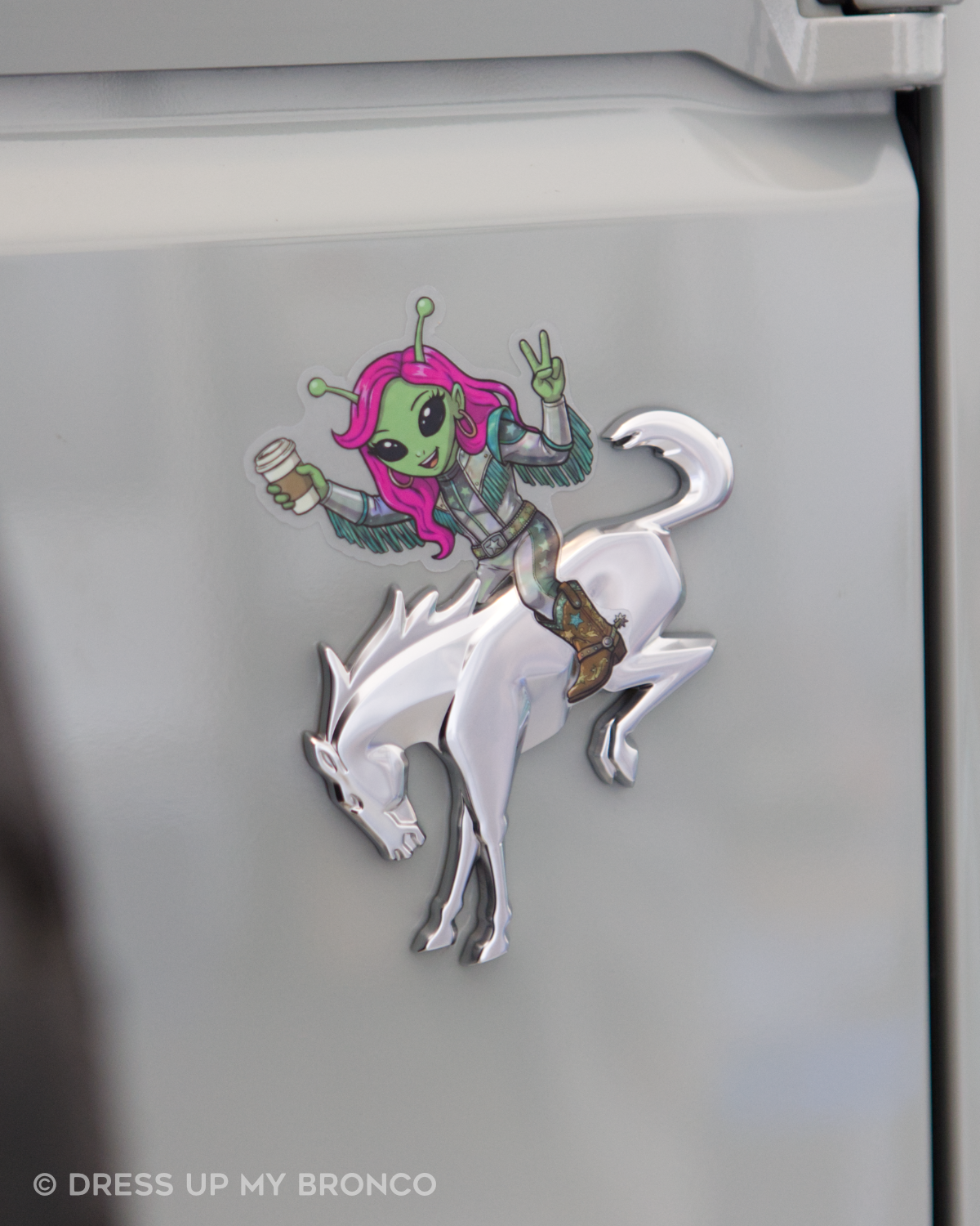 Space Rodeo Babe — Bronco Emblem Vinyl Decal (Out-of-This-World Edition)