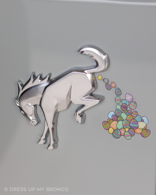 Egg-haust Trail — Bronco Emblem Vinyl Decal (Easter Edition)