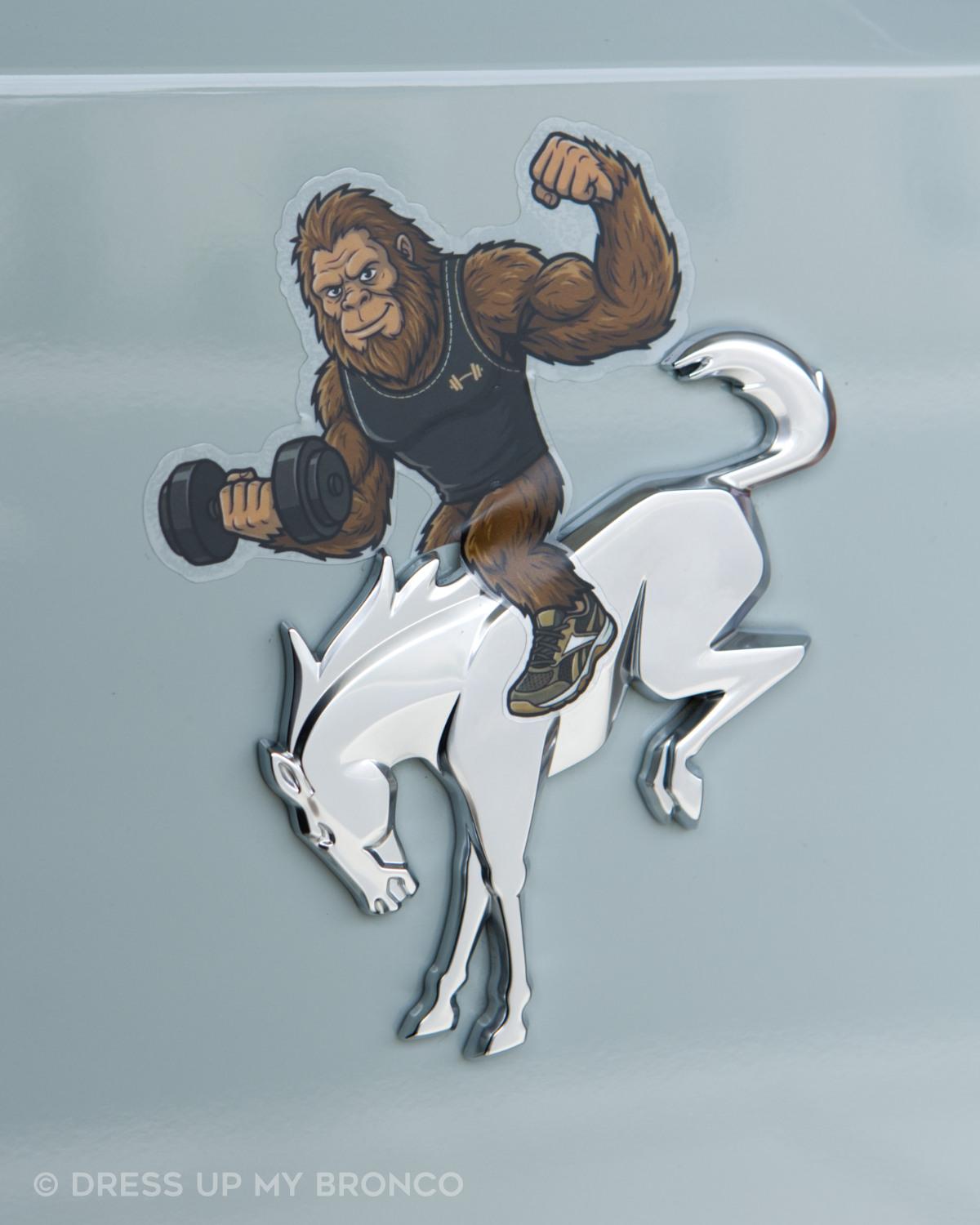 Fit Mode Sasquatchy — Bronco Rear Emblem Vinyl Decal (Sports Mode Edition)