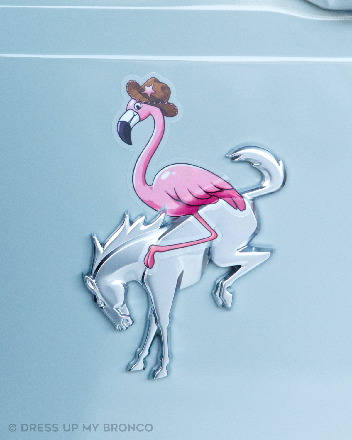Flamingo Rodeo — Bronco Rear Emblem Vinyl Decal (Coastal Edition)
