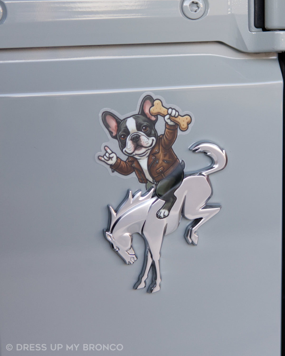 Frenchie & Roll — Bronco Emblem Vinyl Decal (Woof Edition)