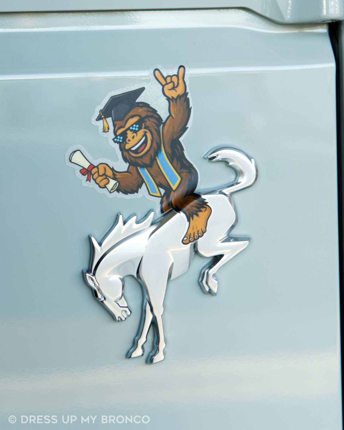 Grad Mode Sasquatchy — Bronco Emblem Vinyl Decal (Milestone Edition)