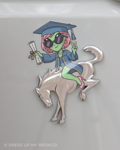 Grad Mode Cosmic Babe — Bronco Rear Emblem Vinyl Decal (Milestone Edition)