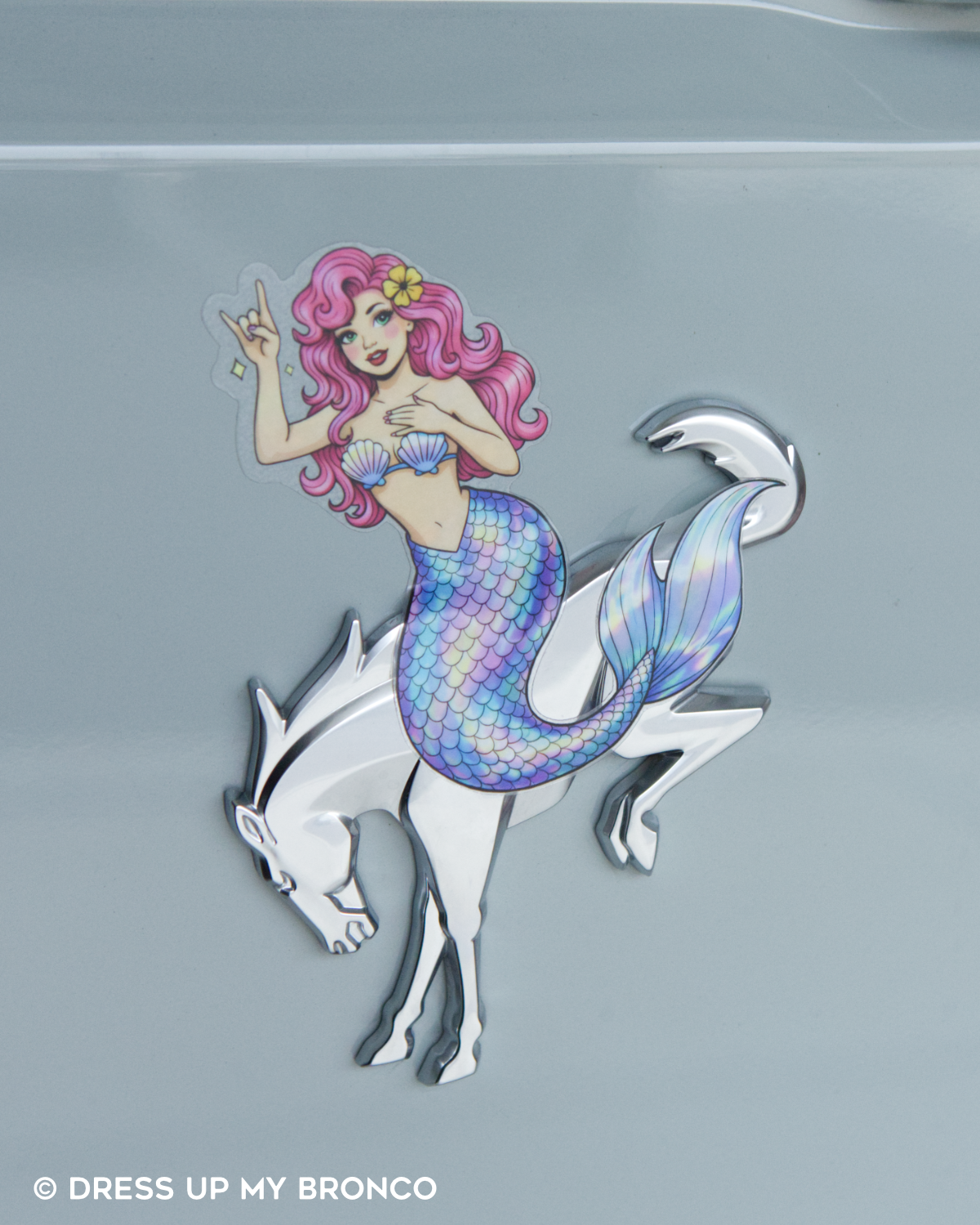 Cotton Candy Mermaid — Bronco Rear Emblem Vinyl Decal (Coastal Edition)