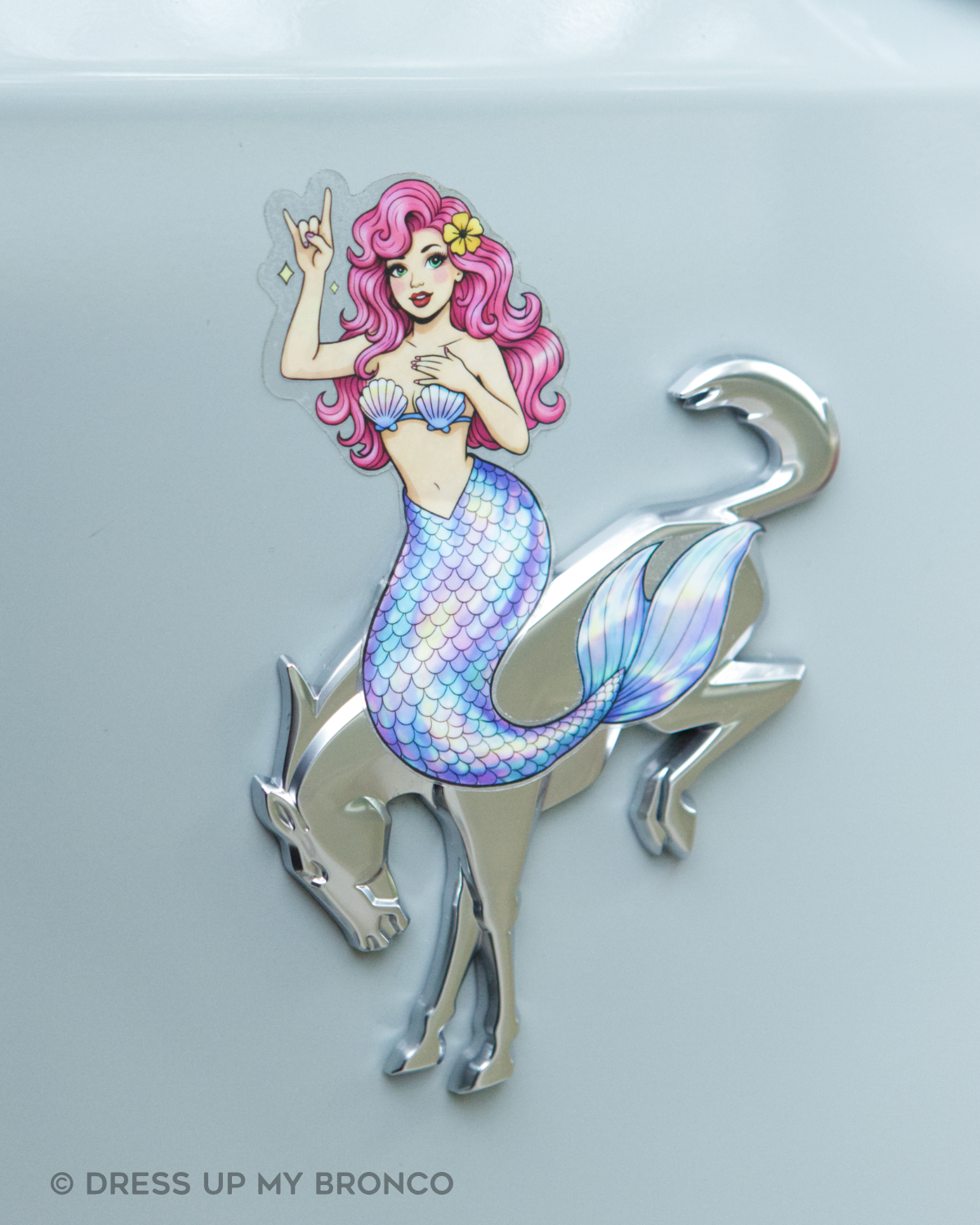 Cotton Candy Mermaid — Bronco Rear Emblem Vinyl Decal (Coastal Edition)