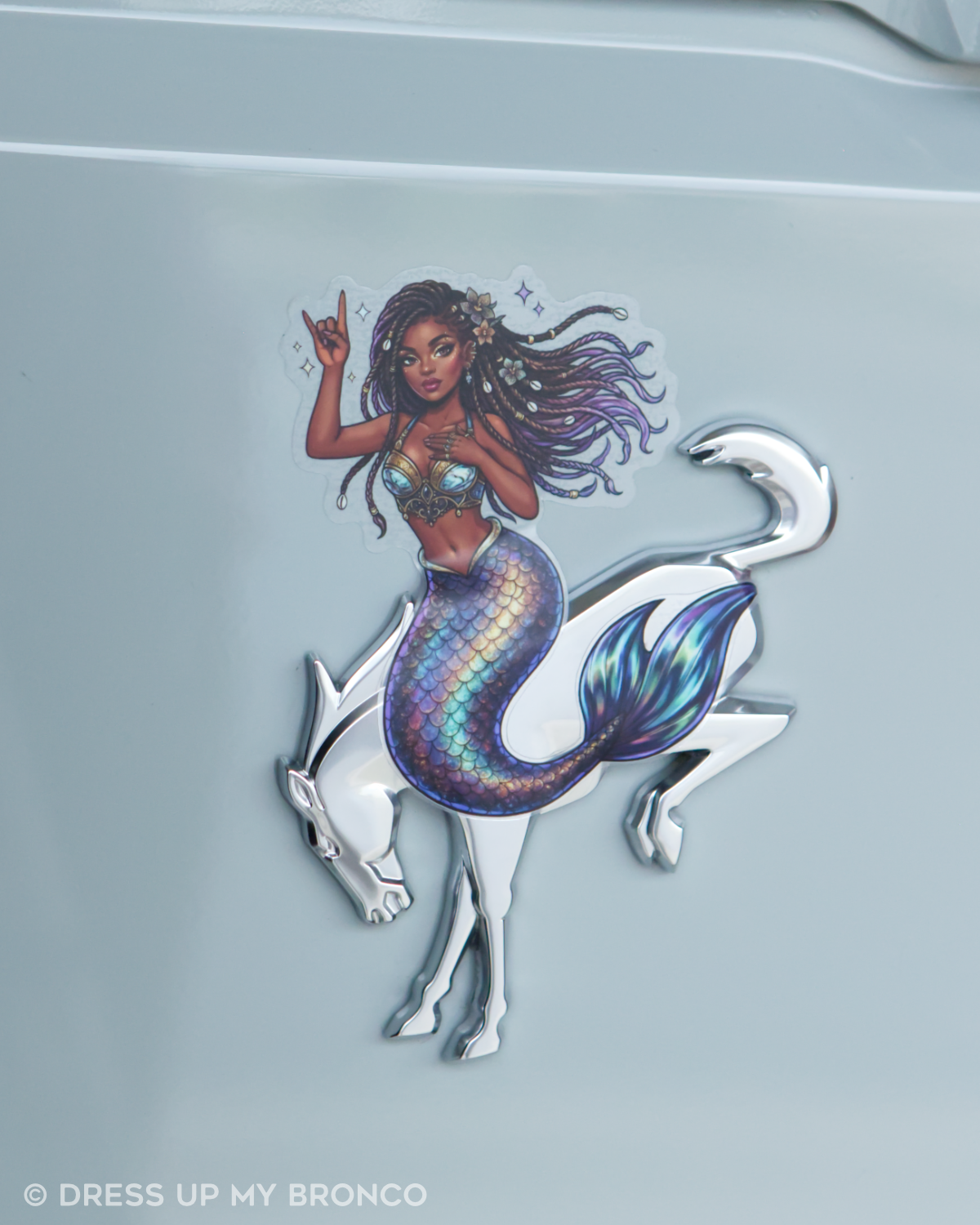 Midnight Mermaid — Bronco Rear Emblem Vinyl Decal (Coastal Edition)
