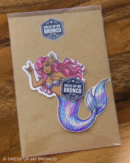 Starfish Mermaid — Bronco Rear Emblem Vinyl Decal (Coastal Edition)