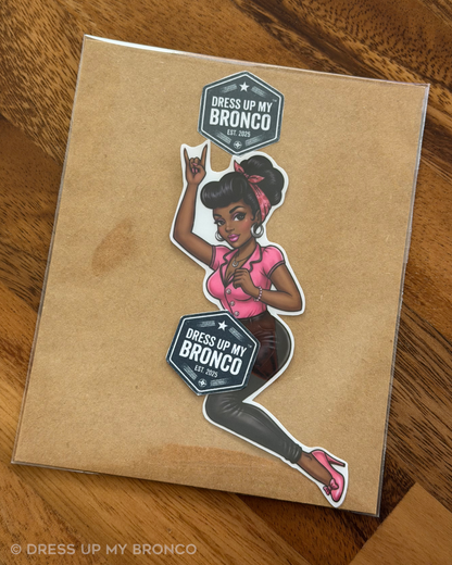 Midnight Bombshell — Bronco Rear Emblem Vinyl Decal (Pin-Up Edition)