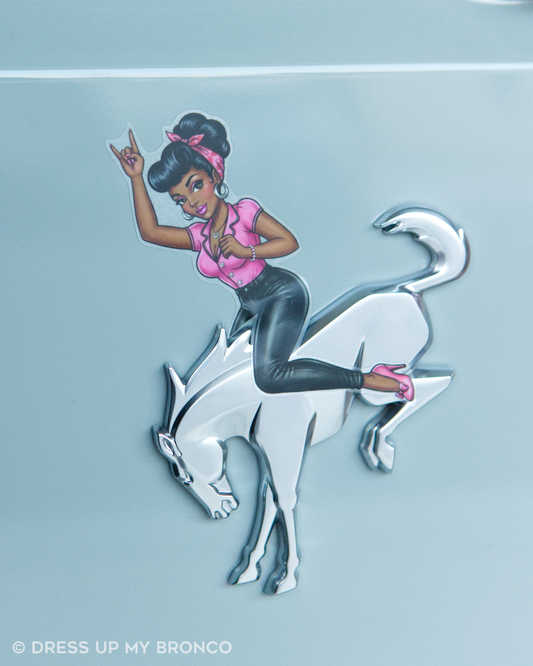 Midnight Bombshell — Bronco Rear Emblem Vinyl Decal (Pin-Up Edition)