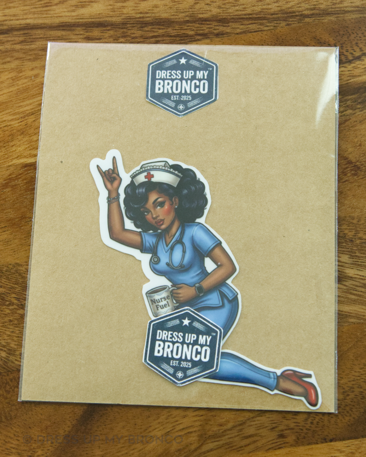 Midnight Shift Bronco Nurse Bombshell — Bronco Rear Emblem Vinyl Decal (Careers Vibes Edition)