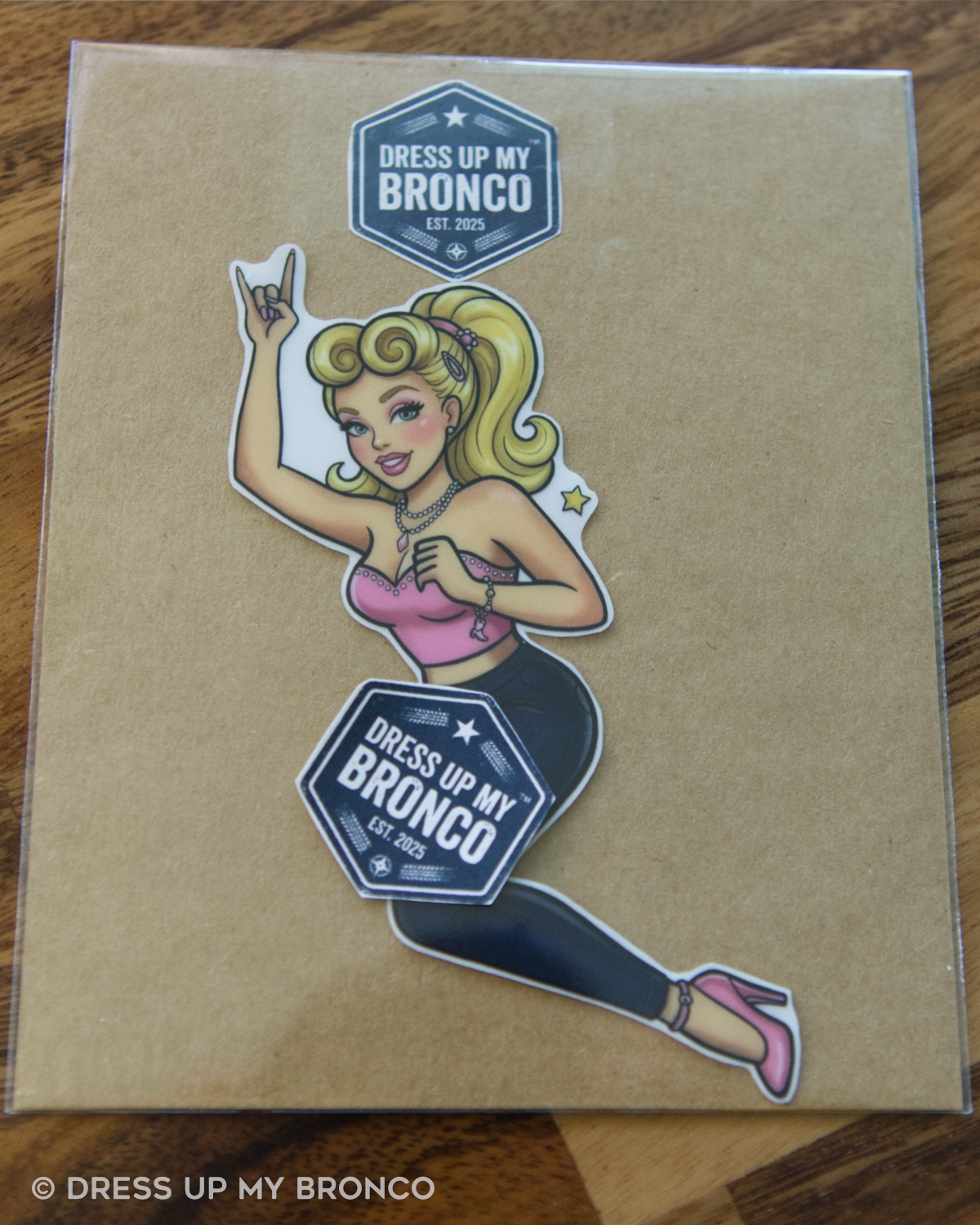Pretty in Pink Bombshell — Bronco Rear Emblem Vinyl Decal (Pin-Up Edition)