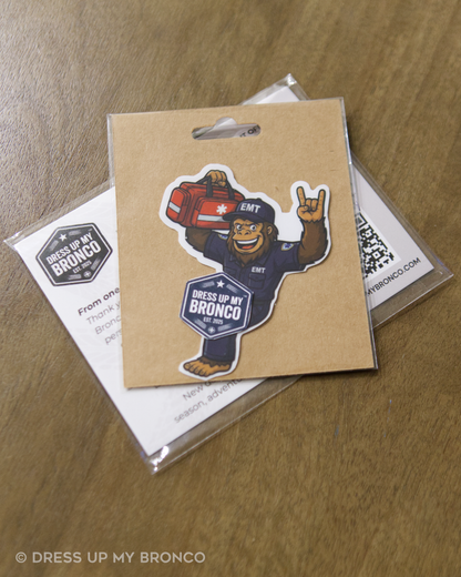Sasquatchy to the Rescue — Bronco Emblem Vinyl Decal (Sasq on Duty Edition)