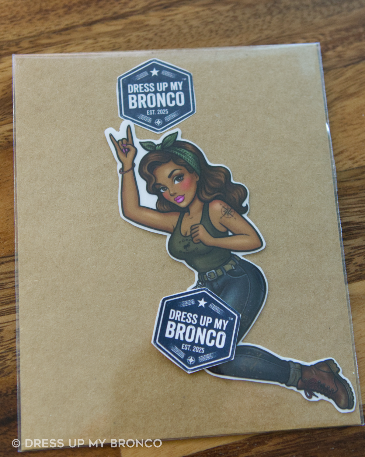 Trail Babe Sun-Kissed — Bronco Rear Emblem Vinyl Decal (Off-Road Edition)