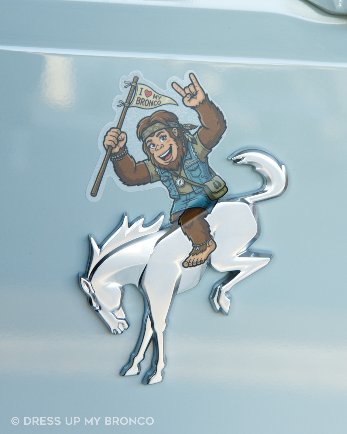 Trail Babe Sasquatchy — Bronco Rear Emblem Vinyl Decal (Off-Road Edition)