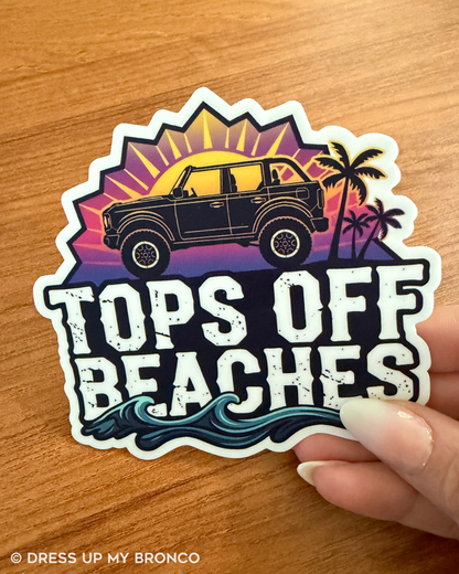 Tops Off Beaches! — Vinyl Sticker