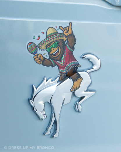 Fiesta Mode Sasquatchy — Bronco Rear Emblem Vinyl Decal (Cinco de Mayo Edition)