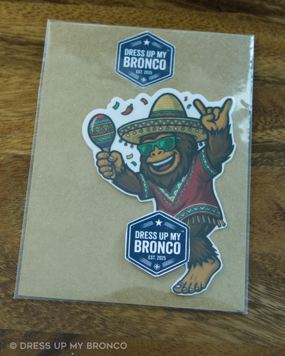 Fiesta Mode Sasquatchy — Bronco Rear Emblem Vinyl Decal (Cinco de Mayo Edition)