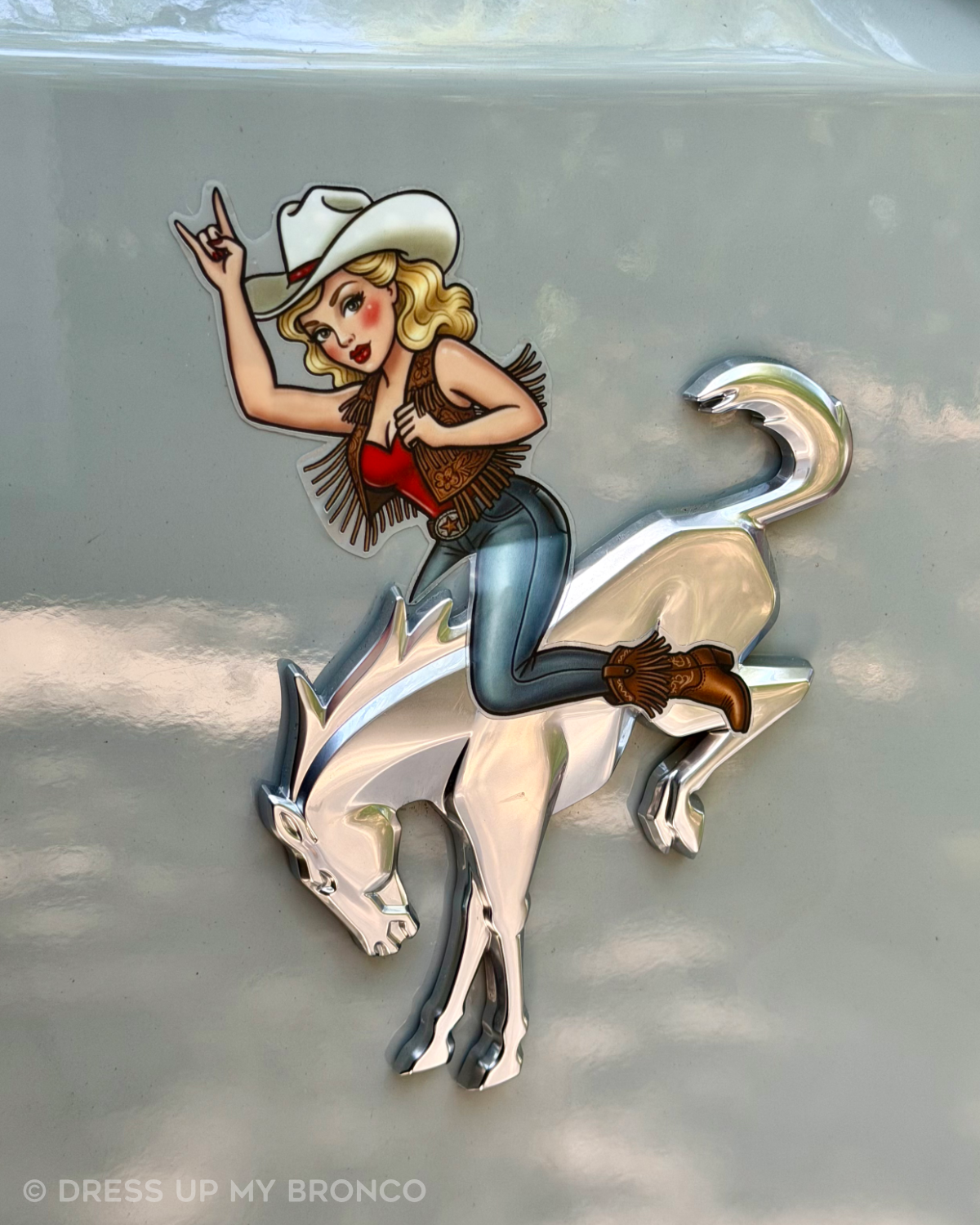 Golden Cowgirl Bronco Bombshell — Bronco Emblem Vinyl Decal